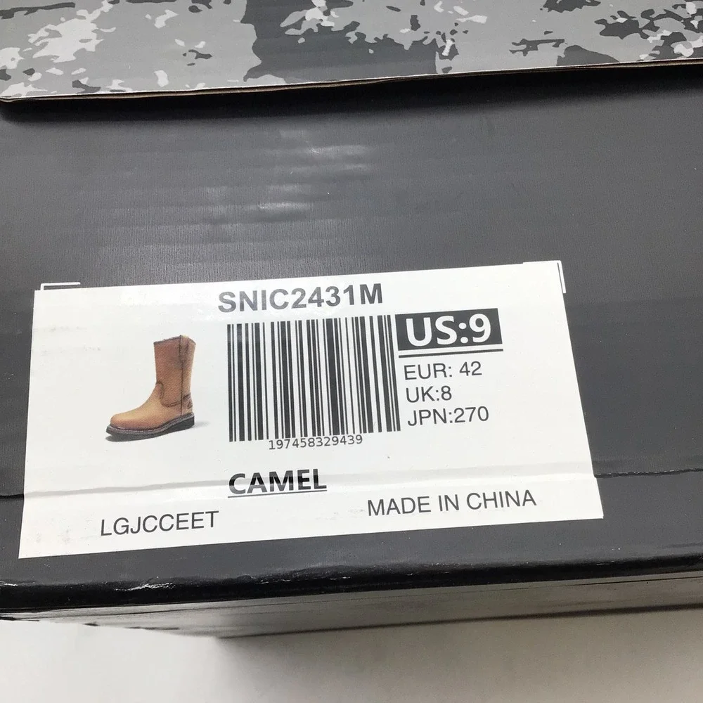 Nortiv 8 Mens Camel‎ Leather Pull On Work Boots SNIC2431M Size 9 NEW